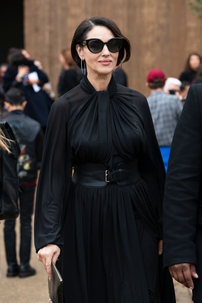 Actress Monica Bellucci wears Dior in Paris. 